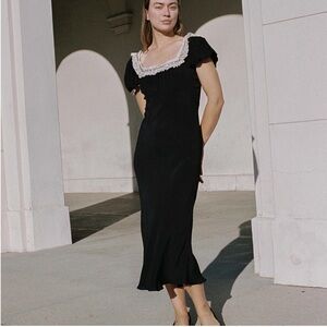 Doen Black Dress with Lace Trim